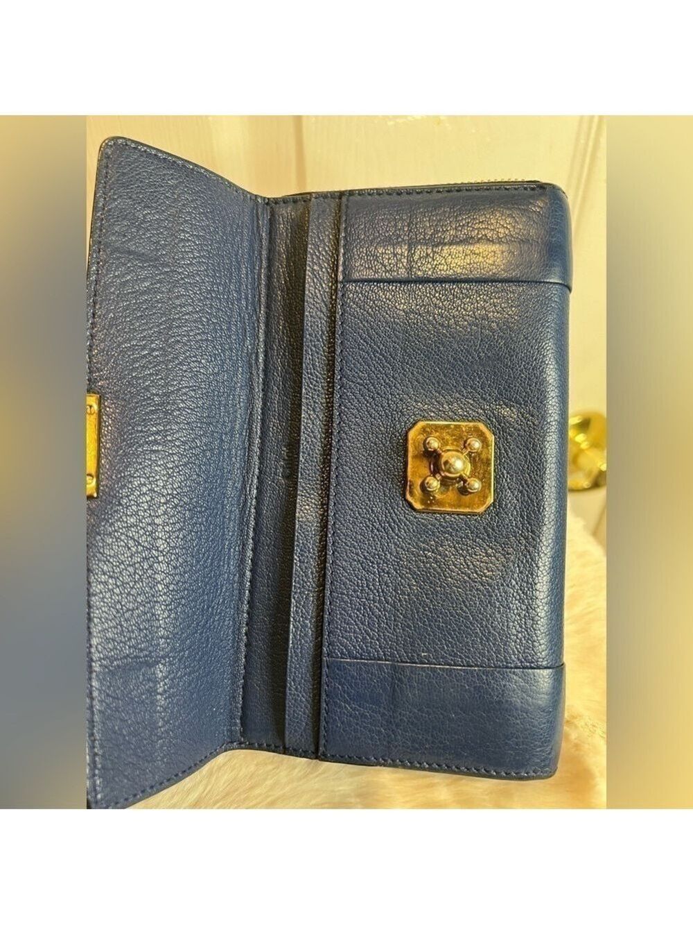 CHLOE VINTAGE ELISE BLUE LEATHER ZIP WALLET - Picture 10 of 16